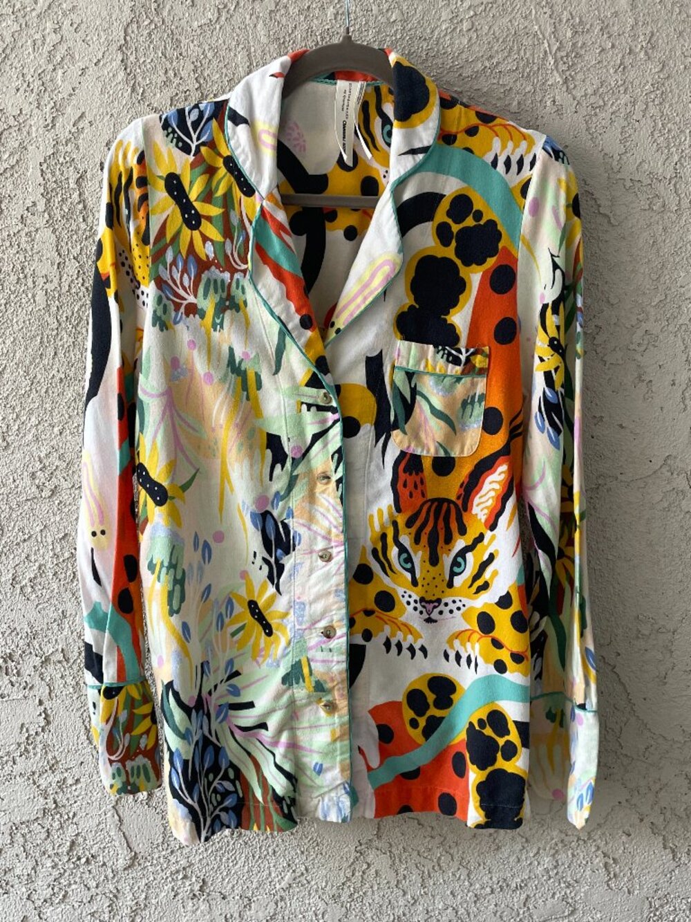 Anthropologie x Marcos Navaro Tiger Abstract Print Button Down Top XS